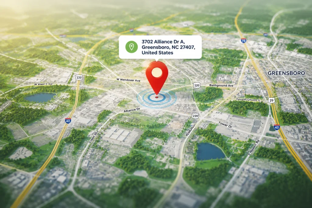 Map for a local pest control in Greensboro, NC.