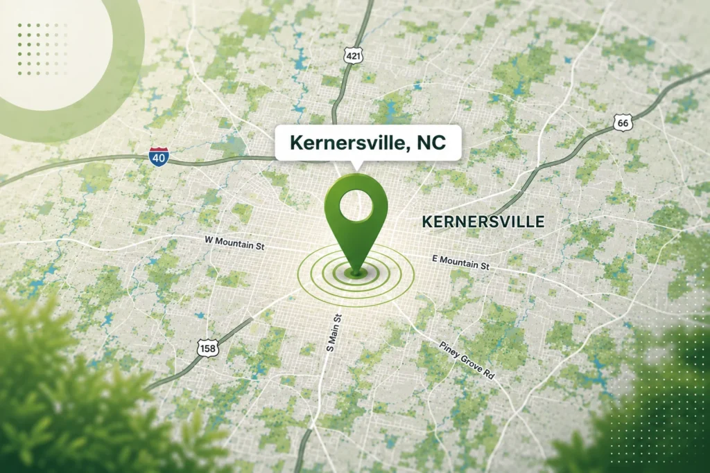 Map for a local pest control in Kernersville, NC.