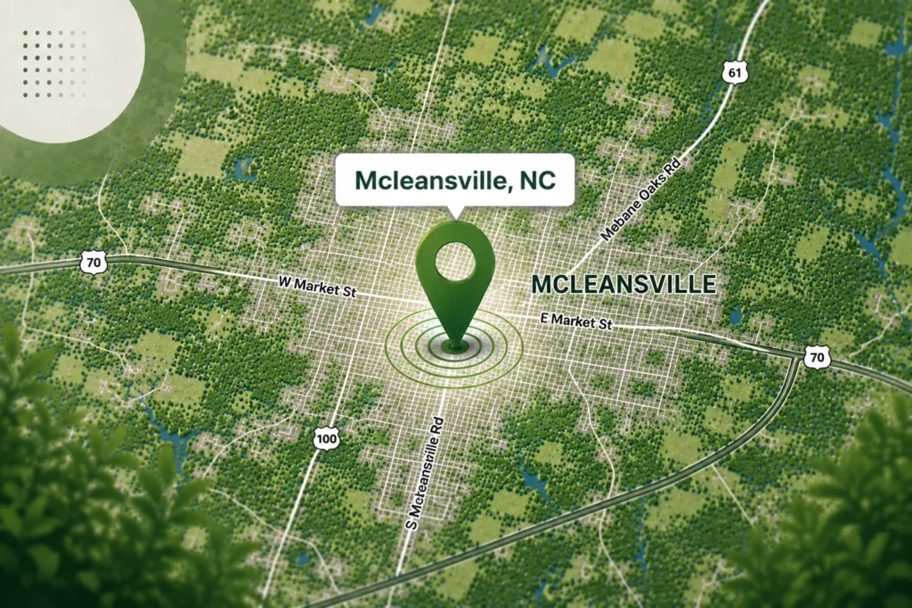 Map for a local pest control in Mcleansville, NC.