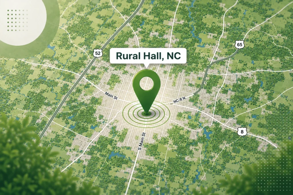Map for a local pest control in Reidsville, NC.