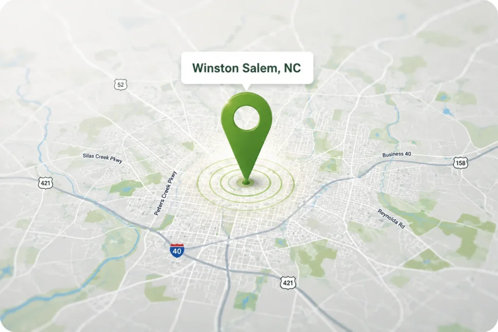 Map for a local pest control in Winston Salem, NC.